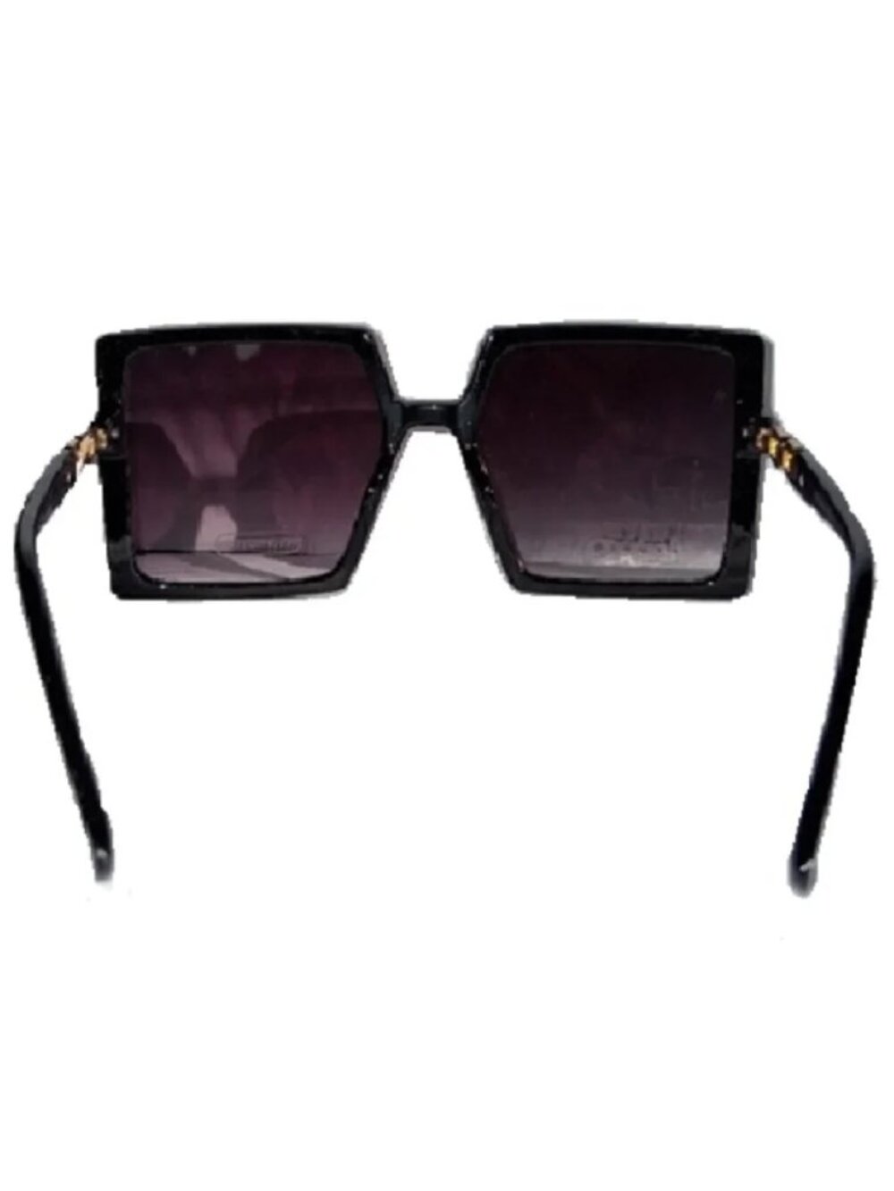 Women's Black Oversized Square Sunglasses with Chain Accents - Picture 4 of 5